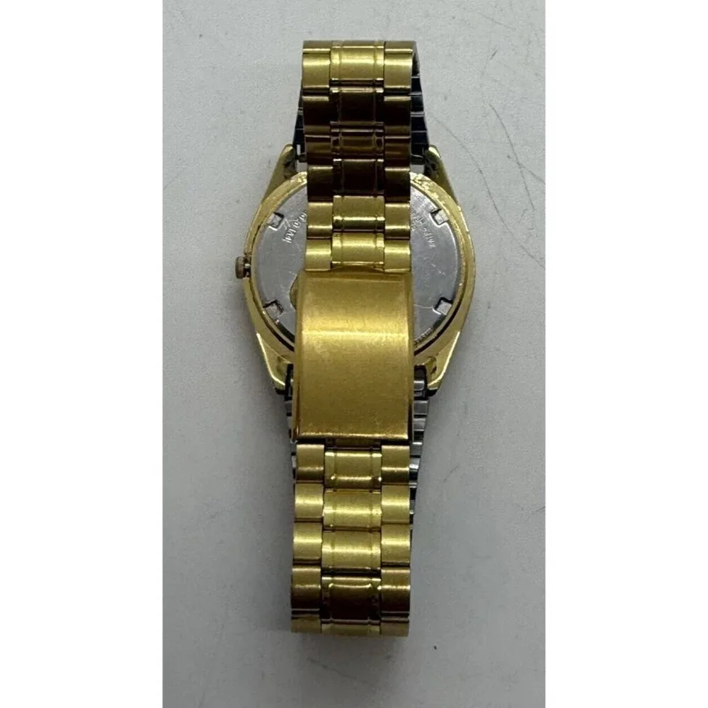 Seiko SQ Presidential Watch Men's Gold Tone Face Bracelet Day Date 5H23-8020 - Picture 3 of 9